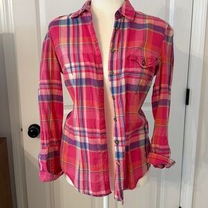 H&M Pink and Purple Plaid Shirt